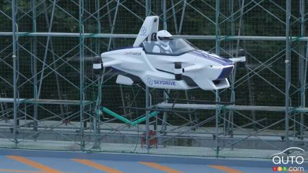 SkyDrive's flying car concept, in the air